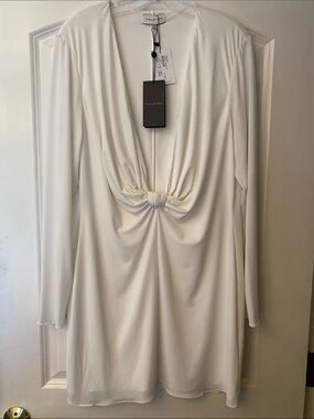 Halston Fay Draped Jersey Plunge Mini Dress NWT Size 16